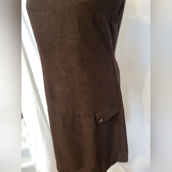 NEW Pure Career Elegant Brown V-Neck Midi Dress, Size Large - Picture 4 of 7